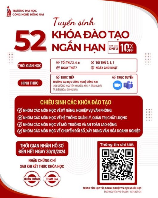 THÔNG TIN TUYỂN SINH CÁC KHÓA ĐÀO TẠO NGẮN HẠN