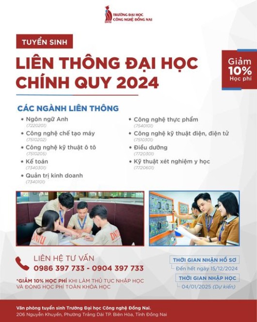 TUYỂN SINH LIÊN THÔNG ĐẠI HỌC CHÍNH QUY NGÀNH CÔNG NGHỆ THỰC PHẨM 2024