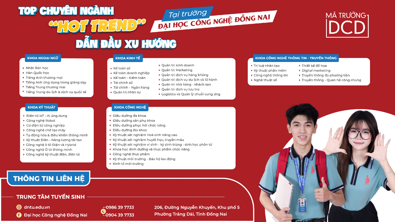 Top ngành/ chuyên ngành ''hot trend'' - Dẫn đầu xu hướng tại Trường Đại học Công nghệ Đồng Nai